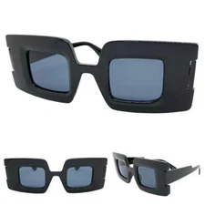 OVERSIZED EXAGGERATED Funky Retro Style SUN GLASSES Large Big Square Black Frame