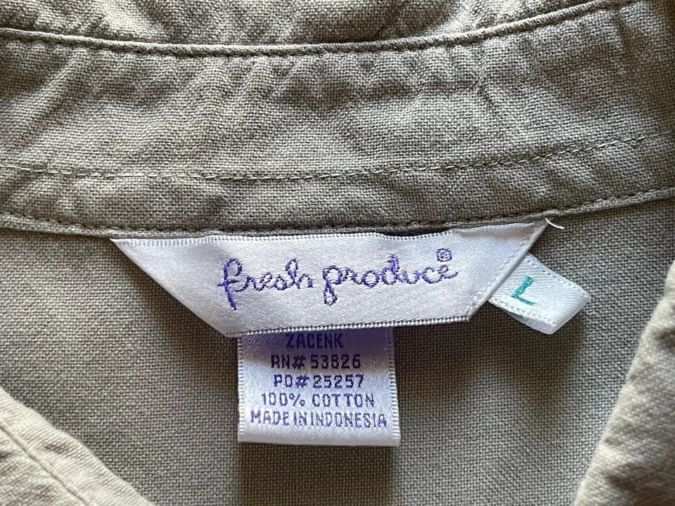 Fresh Produce Men’s Size Large Beige 100% Cotton Long Sleeved Button Up Shirt - Image 2 of 4