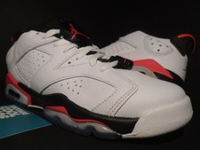 NIKE AIR JORDAN VI 6 RETRO LOW BG WHITE INFRARED 23 BLACK RED BRED 768881-123 6Y