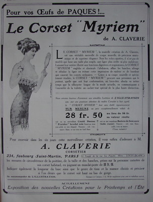 PRESSEWERBUNG 1911 DAS KORSETT MYRIEM KREATION A.CLAVERIE