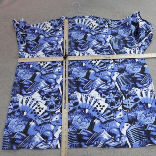 Vintage Give Me Face Shirt 3XL Blue All Over Print Dice Royal Flush Hip Hop Y2K - Picture 5 of 7