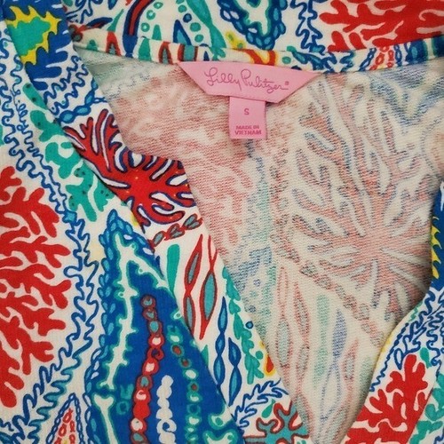 Lilly Pulitzer Women's Odette Tunic Multi Let Minnow Top szS - Picture 2 of 15