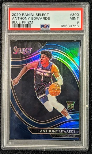 2020 PANINI SELECT COURTSIDE BLUE PRIZM ANTHONY EDWARDS ROOKIE PSA 9 MINT #300