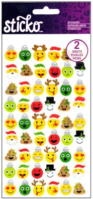 Christmas Emojis, 4x7'', TWO SHEETS, scrapbook stickers Sticko 52-01596