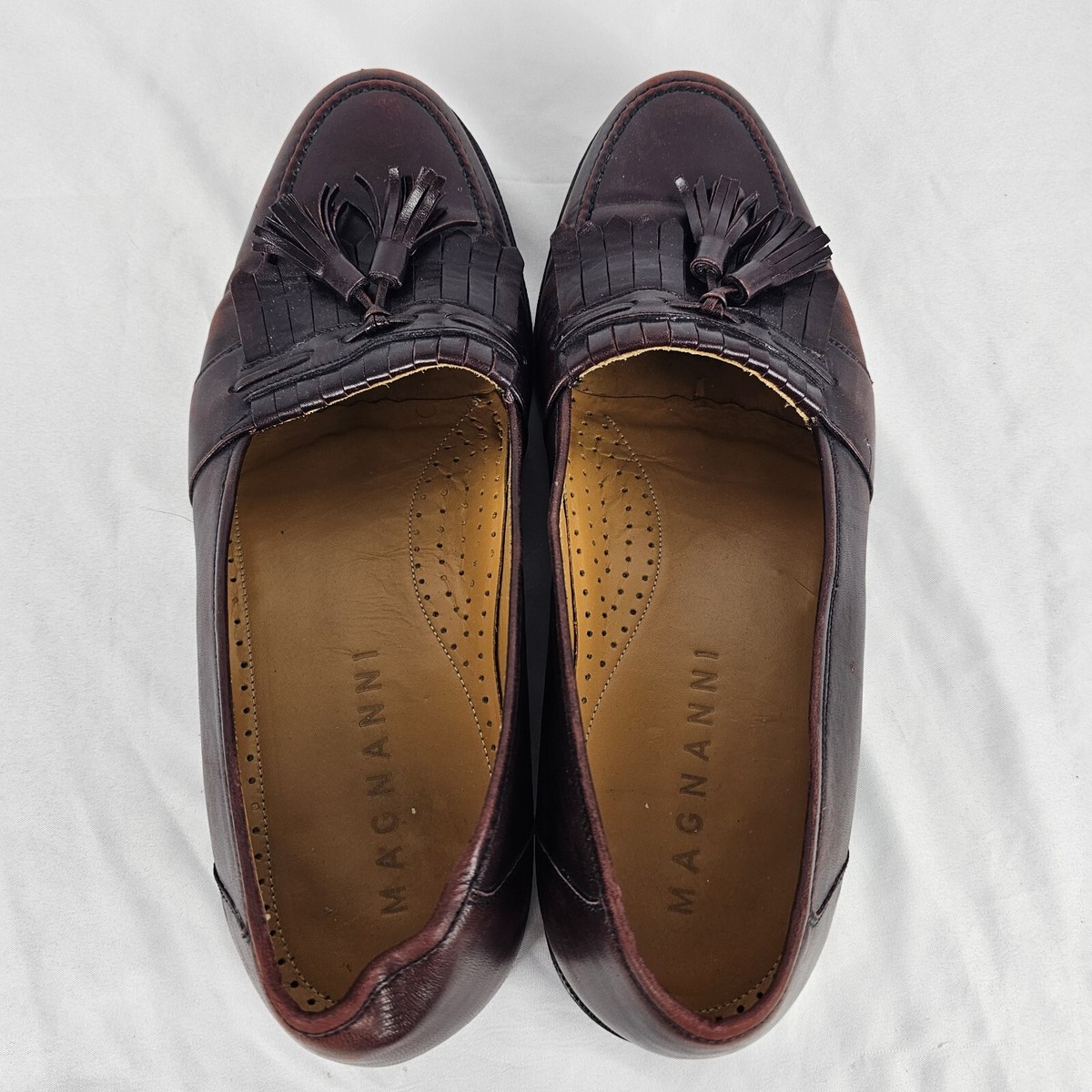 Magnanni Men’s Purple/Burgundy Leather Tassel Kiltie Slip-on Loafers 11.5 Purple Kiltie Loafers in Genuine Leather for Men | colinshoes main image 2