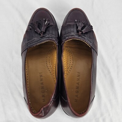 Magnanni Burgundy Cordovan Leather Kiltie Tassel Loafers  display picture 2