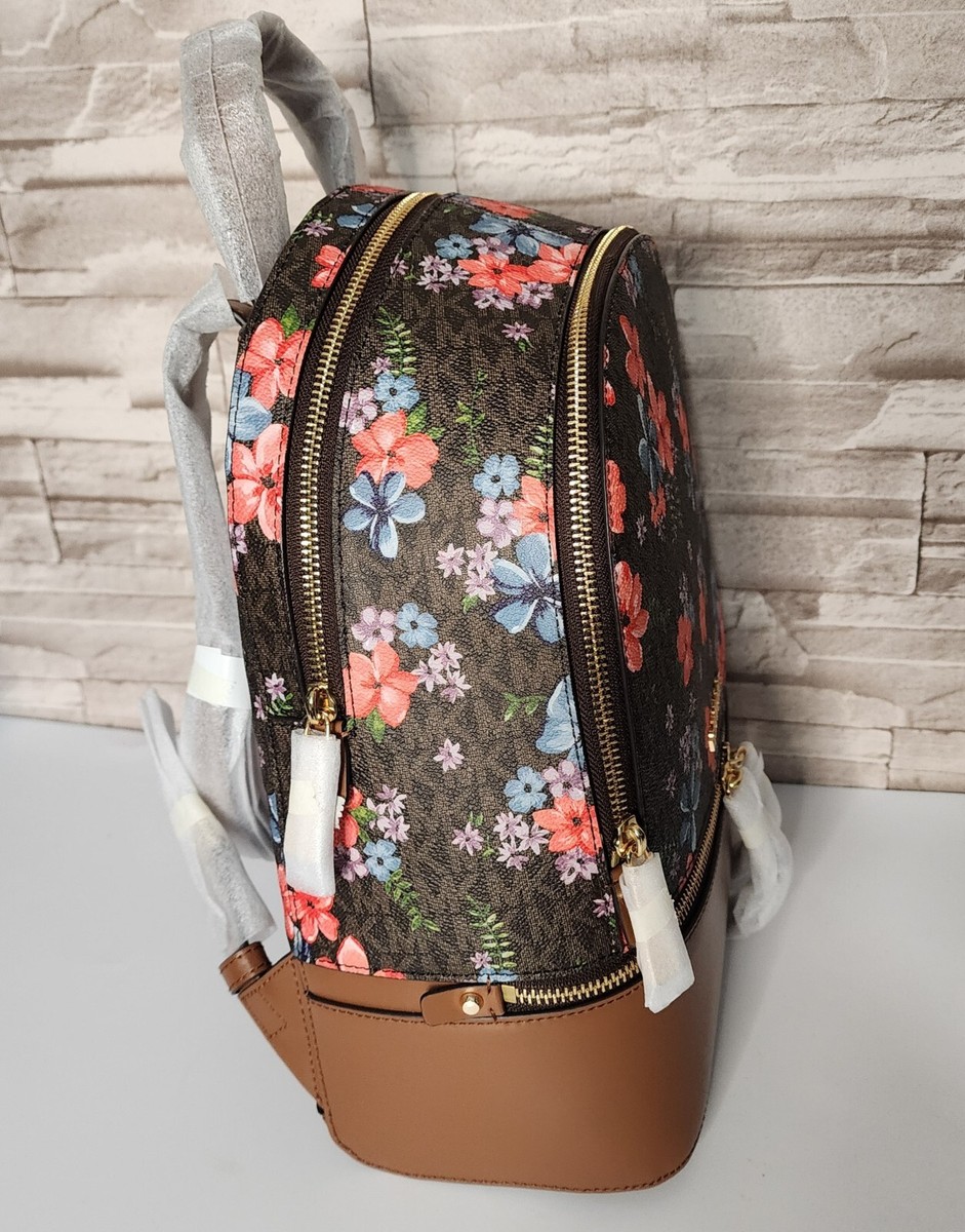 Michael Kors RHEA Medium Floral-Printed Logo Canvas Backpack  display picture 3