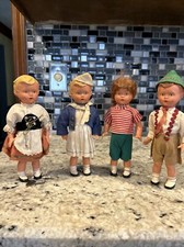 Lot Of 4 Vintage German 8  Celluloid Wind Up Dolls Marked Germany 3 Keys Work
