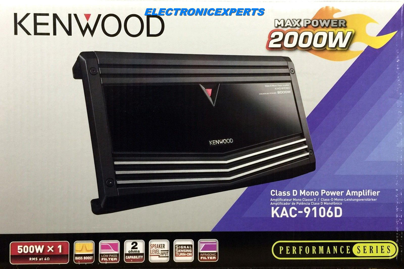 New KENWOOD KAC9106D 2000 Watt Max Car Monoblock Amplifier Mono Sub