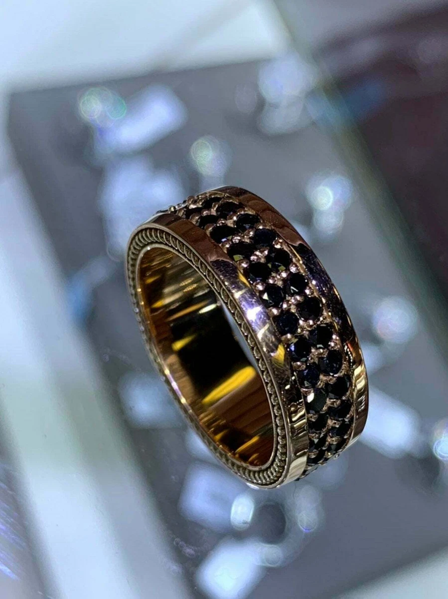 Mens rose gold deals ring with black diamonds
