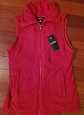 CHAPS by Ralph Lauren Red Fleece Zipper Vest  Size Small  New with Tag 
