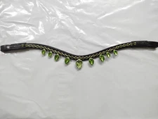 New Green Stone Clear Crystal Leather Bridle Brow-Band All Size Free Shipping.
