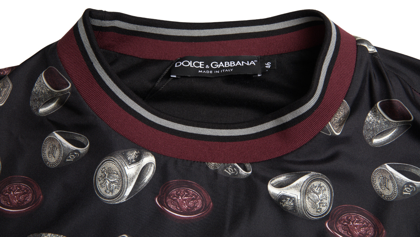 DOLCE & GABBANA Sweater Black Ring Print Silk Crewneck IT54 /US44 /XXL RRP $1500 image 6