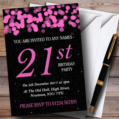 Rosa Bokeh & Sterne 21. personalisierte Geburtstag Party Einladungen