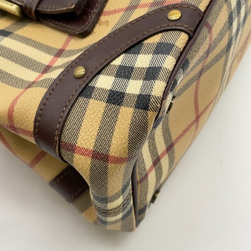 Auth Burberry Nova Check PVC x Leather Light Yellow Tote Bag NS040995 - Picture 10 of 19
