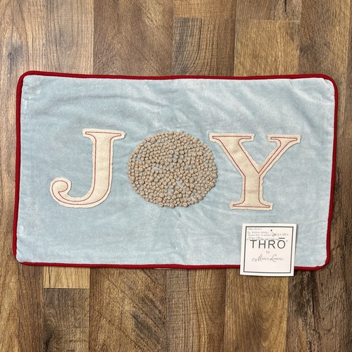 Thro Marlo Lorenz JOY Christmas Throw Pillow Cover 12x20 NEW TAGS Blue