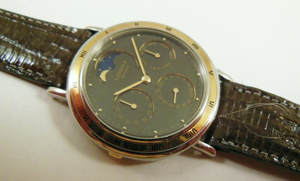 Lassale by Seiko Two-Tone Stainless 7F38-6210 Lizard Sample Watch