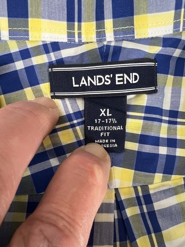 LANDS’END Button Down Traditional Fit L Sleeve Shirt Men’s Size XL 17-17.5 - Picture 5 of 6