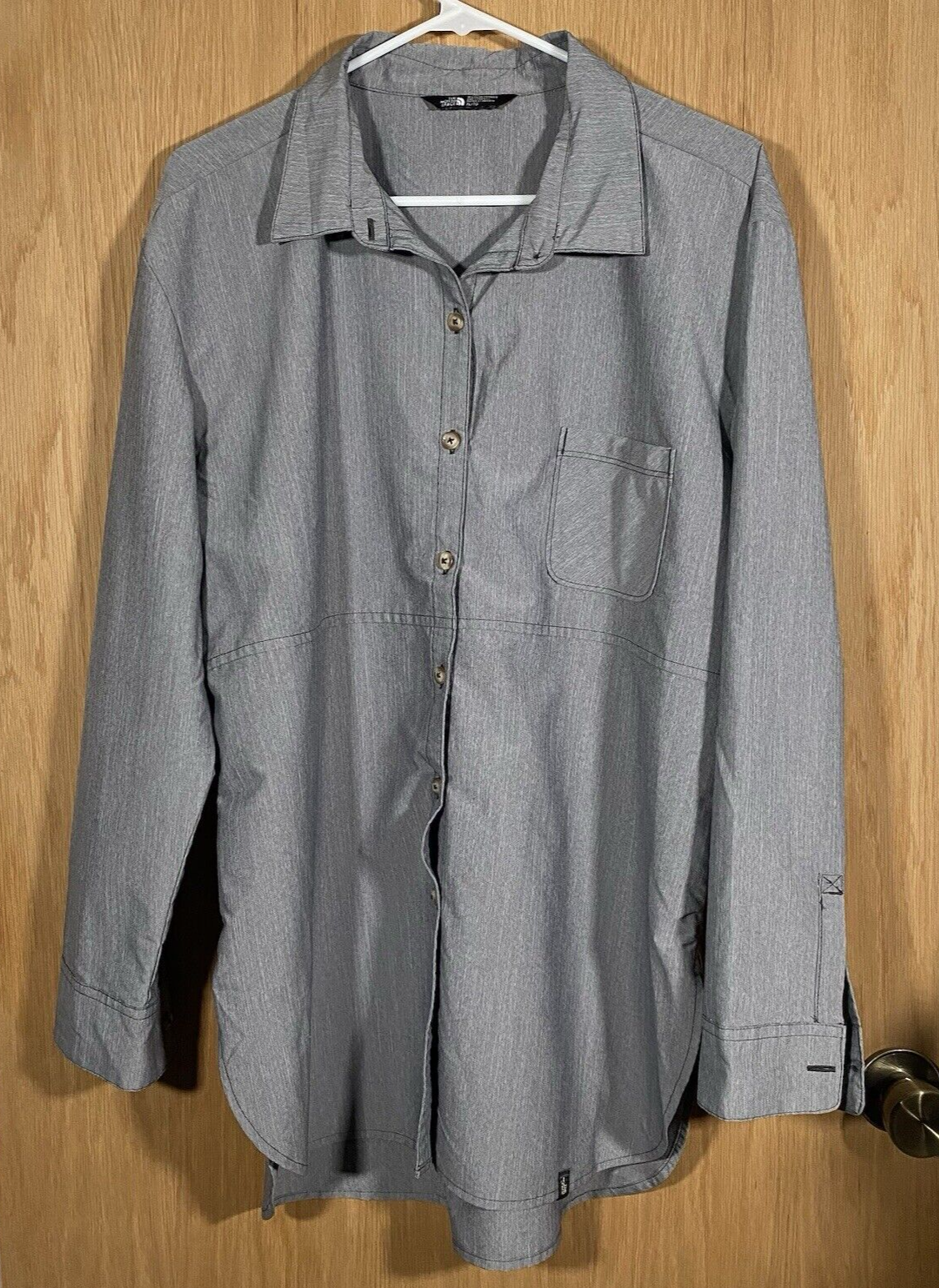 North Face Womens Stevie Woven Button Down Tunic Shirt Long Sleeve XL