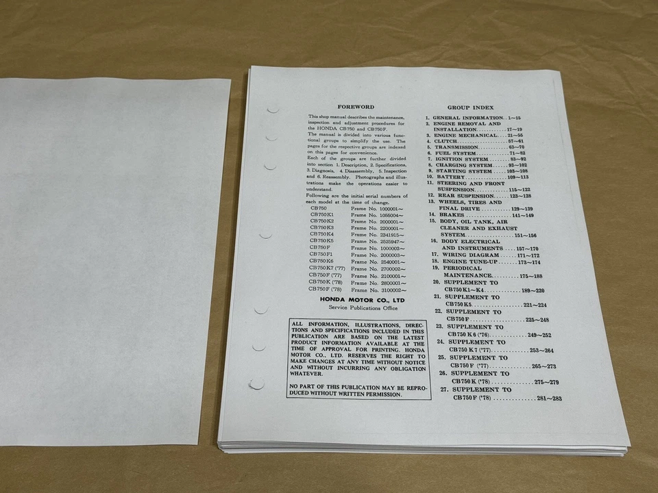 Manual de reparación de taller de servicio 69-78 Honda CB750K CB750 K0 K1 K2 K3 K4 K5 K6 K7 SOHC Foto 2 de 4