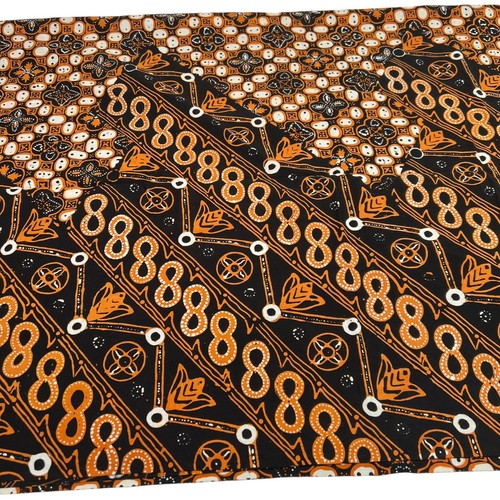 Batik Brown Black Cotton Fabric 2 Yards Long 42" Wide Sarong Skirt Crafts - Picture 5 of 13