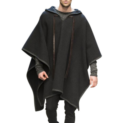 Men's Hippie Shawl Poncho Cape Cloak Batwing Hoody Coats Sweater Pullover Jacket
