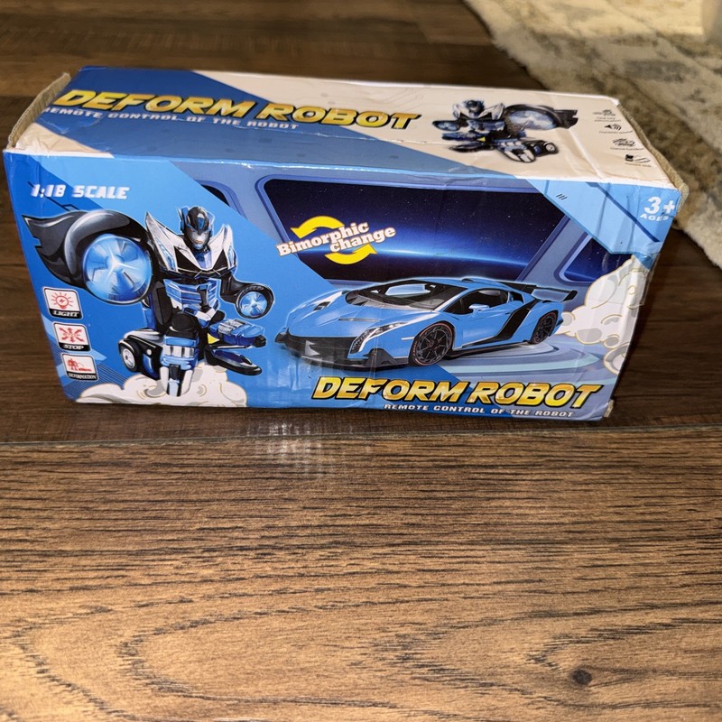 Deform Robot RC Car Kids 1:18 Blue New Transforming Sports Car NO.601