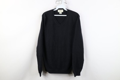 希少 90s Eddie Bauer Vネックコットン ニット M ブラック 黒 Vintage 90s Eddie Bauer Mens Medium Blank Cotton Knit V-Neck