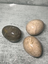 3x Dekostein Naturstein Mineral Marmor in Ei Form Ostern (Guter Zustand)