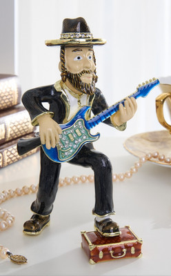 Keren Kopal guitar music player  Trinket Box Decorated with  Austrian Crystals
