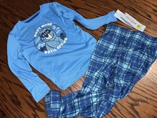 NWT Boys Cat Jack XS 4/5 Long Sleeve 2 Piece Pajama Set Blue Bear Wake Spring