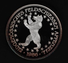 1986 50 Francs Swiss Proof Coin Silver Shooting Thaler