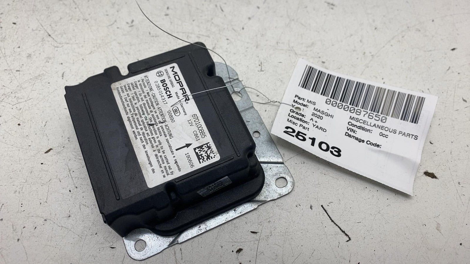 ⭕ 2014-2021 Maserati Ghibli Safety Restraint SRS Control Module Unit 670100885