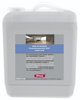 Parkettlack, Parkettversiegelung IRSA Platinum 3001 seidenmatt,  5 Liter