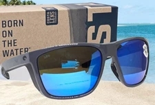 COSTA DEL MAR shiny gray/blue mirror FERG XL polarized 580G sunglasses NEW!