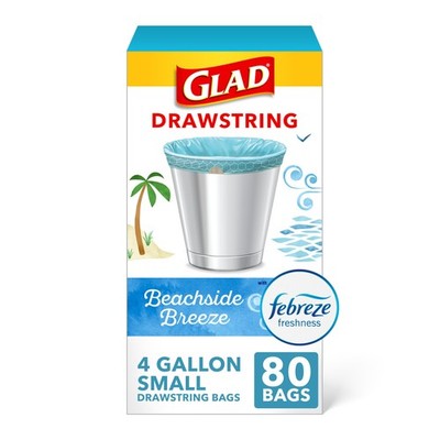 glad Small Trash Bags 4 Gallon Febreze Beachside Breeze Garbage Bags 80 Count