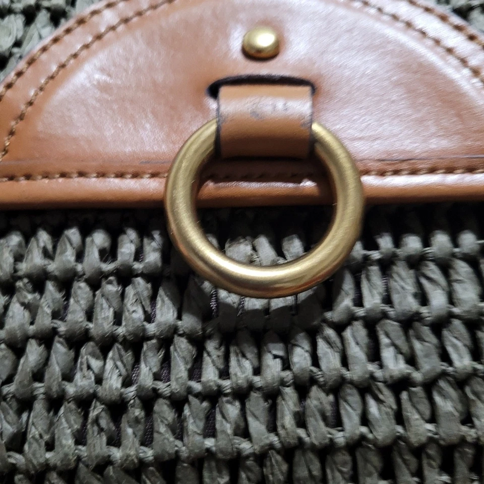 Bolso sin asas vintage LAUREN RALPH LAUREN sobre paja de rafia Foto 3 de 4