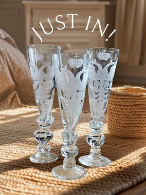 Russian Imperial crystal champagne flute or goblet set of 3