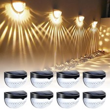 4/8PCS LED Solar Fence Lights Outdoor Waterproof Garden Pathway Wall Deck Lamp
