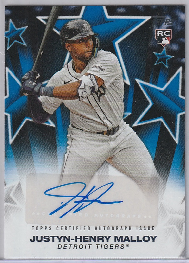 2025 TOPPS SERIES 1 JUSTYN-HENRY MALLOY BASEBALL STARS BLUE AUTO /150 RC TIGERS