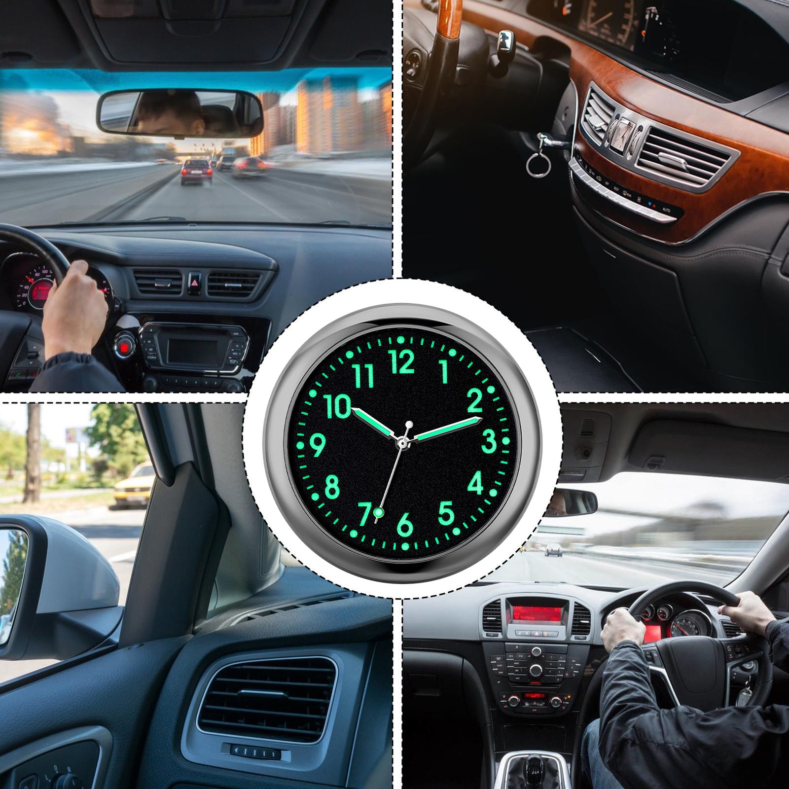 Car Dashboard Clock - Mini Tiny Small Analog Clock Watch For Vehicle Dashboard 
