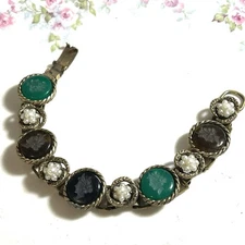 Vintage Victorian Revival Bracelet Glass Intaglio Cameo Gold Tone 6.5”