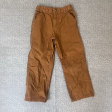 Carhartt Boys Size 7 Brown Canvas Carpenter Pants Adjustable Waist