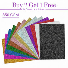 A4 Glitter Card Coloured Cardstock Premium Quality Low Shed 350gsm Crafts UK