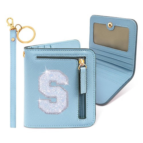 COSHAYSOO Initial RFID Wallet Small for Teenage Girl Travel Daily Accessories, T