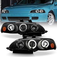 Led Halo Headlights Fits Honda Civic 23dr 92-95 Black Housing Clear Side Pair Led Halo Headlights Fits Honda Civic 23dr 92-95 Black Housing Clear Side Pair