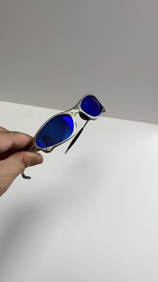 Oakley Penny X-Mental Retro Sunglasses Silver Frame/Blue Lens