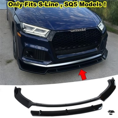 FOR 2018-2020 AUDI Q5-S-LINE SQ5 MK2 II GLOSSY BLACK FRONT BUMPER SPLITTER LIP