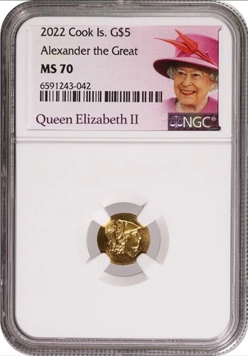 Cook Islands $5 Gold 2022 Ancient Greek Collection--Alexander the Great MS70 NGC