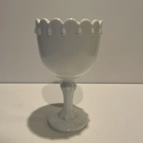 Vintage Indiana Glass White Large Milk Glass Footed Tear Drop Compote